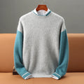 Colour Block Cable Knit Wool Blend Sweater for Men | Cold Weather Wear
