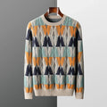 Geometric Pattern Merino Wool Crewneck Sweater for Men | Casual and Office Wear