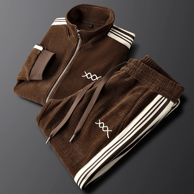 Corduroy Full Zip Jacket and Jogger Track Set for Men | Casual Wear