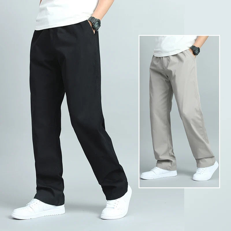 Cotton Loose Fit Straight Leg Trousers for Men | Everyday Wear