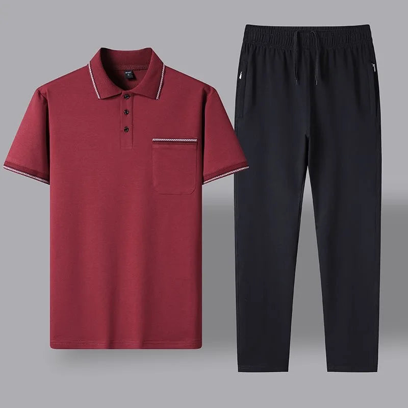 Cotton Polo Shirt and Trouser Lounge Set for Men | Smart Casual Wear
