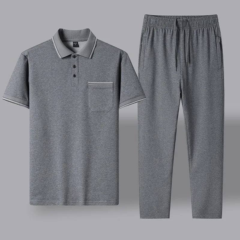 Cotton Polo Shirt and Trouser Lounge Set for Men | Smart Casual Wear