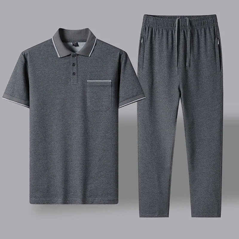 Cotton Polo Shirt and Trouser Lounge Set for Men | Smart Casual Wear