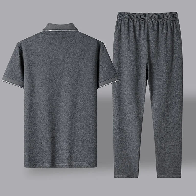 Cotton Polo Shirt and Trouser Lounge Set for Men | Smart Casual Wear