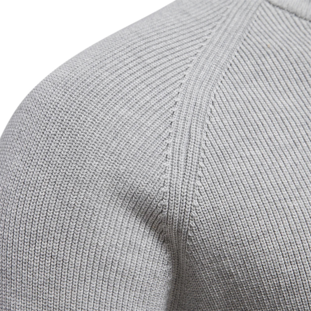 Cotton Zip Up High Collar Knit Cardigan for Men | Autumn Layering