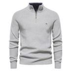 Cotton Zip Up High Collar Knit Cardigan for Men | Autumn Layering