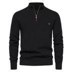 Cotton Zip Up High Collar Knit Cardigan for Men | Autumn Layering