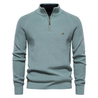 Cotton Zip Up High Collar Knit Cardigan for Men | Autumn Layering