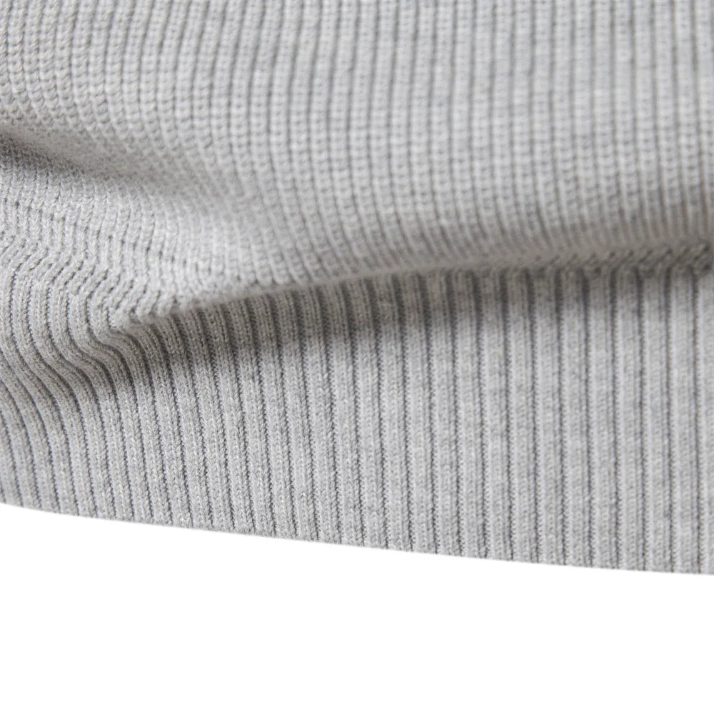 Cotton Zip Up High Collar Knit Cardigan for Men | Autumn Layering