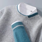 Colour Block Cable Knit Wool Blend Sweater for Men | Cold Weather Wear