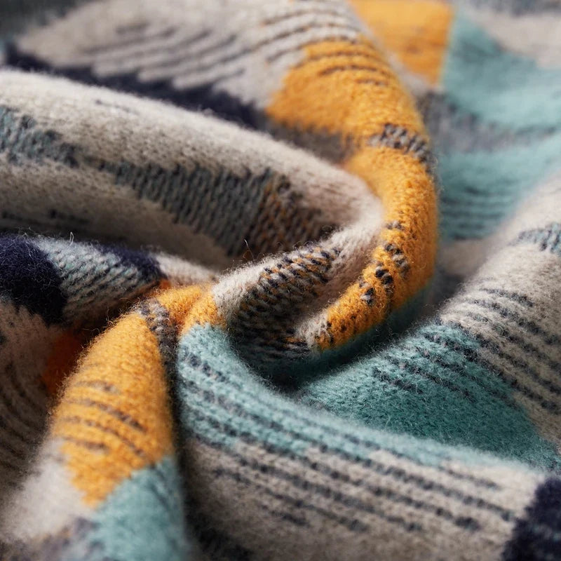 Geometric Pattern Merino Wool Crewneck Sweater for Men | Casual and Office Wear