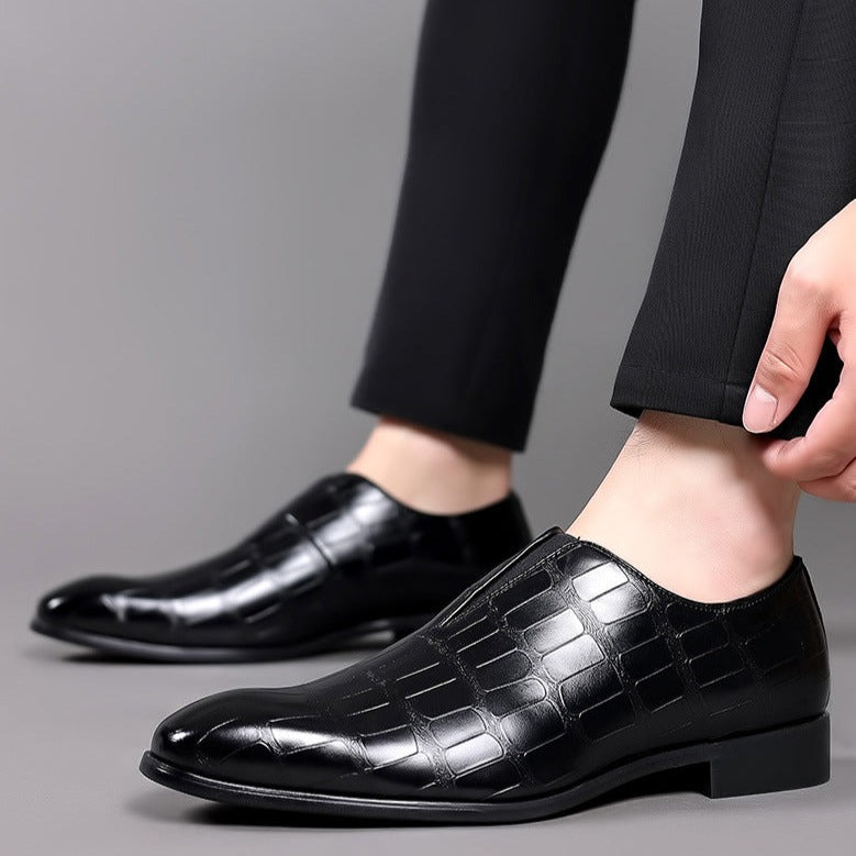 Croc Embossed Leather Slip On Loafers for Men | Formal and Business Wear