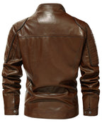 Quilted Shoulder Cafe Racer PU Leather Moto Jacket for Men | Casual Wear