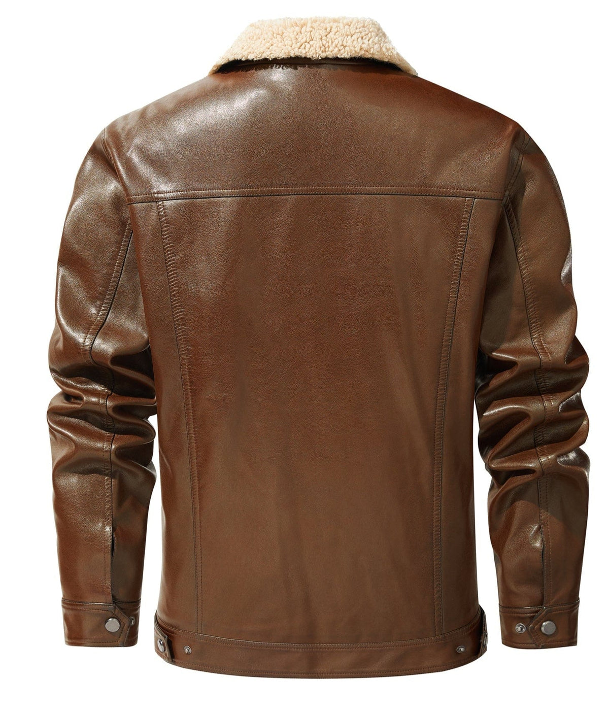 Shearling Collar Insulated PU Leather Aviator Jacket for Men | Winter Outerwear