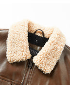 Shearling Collar Insulated PU Leather Aviator Jacket for Men | Winter Outerwear