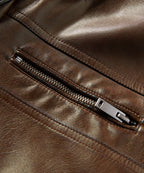 Quilted Shoulder Cafe Racer PU Leather Moto Jacket for Men | Casual Wear