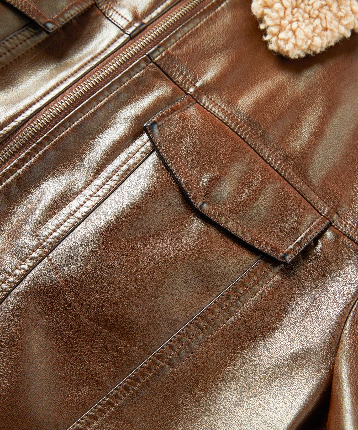 Shearling Collar Insulated PU Leather Aviator Jacket for Men | Winter Outerwear