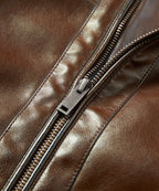 Quilted Shoulder Cafe Racer PU Leather Moto Jacket for Men | Casual Wear