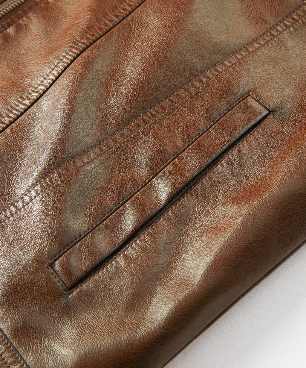 Shearling Collar Insulated PU Leather Aviator Jacket for Men | Winter Outerwear