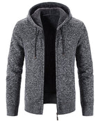 Textured Knit Zip Up Fleece Hoodie for Men | Cold Weather Layering