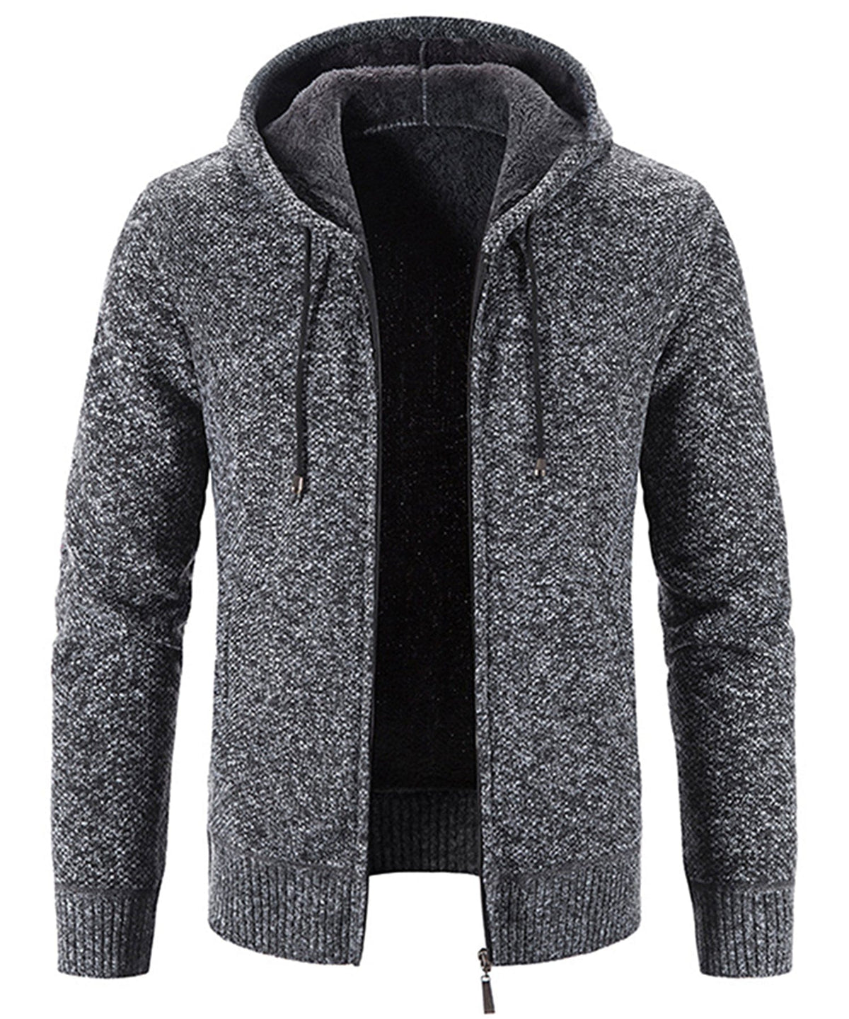 Textured Knit Zip Up Fleece Hoodie for Men | Cold Weather Layering