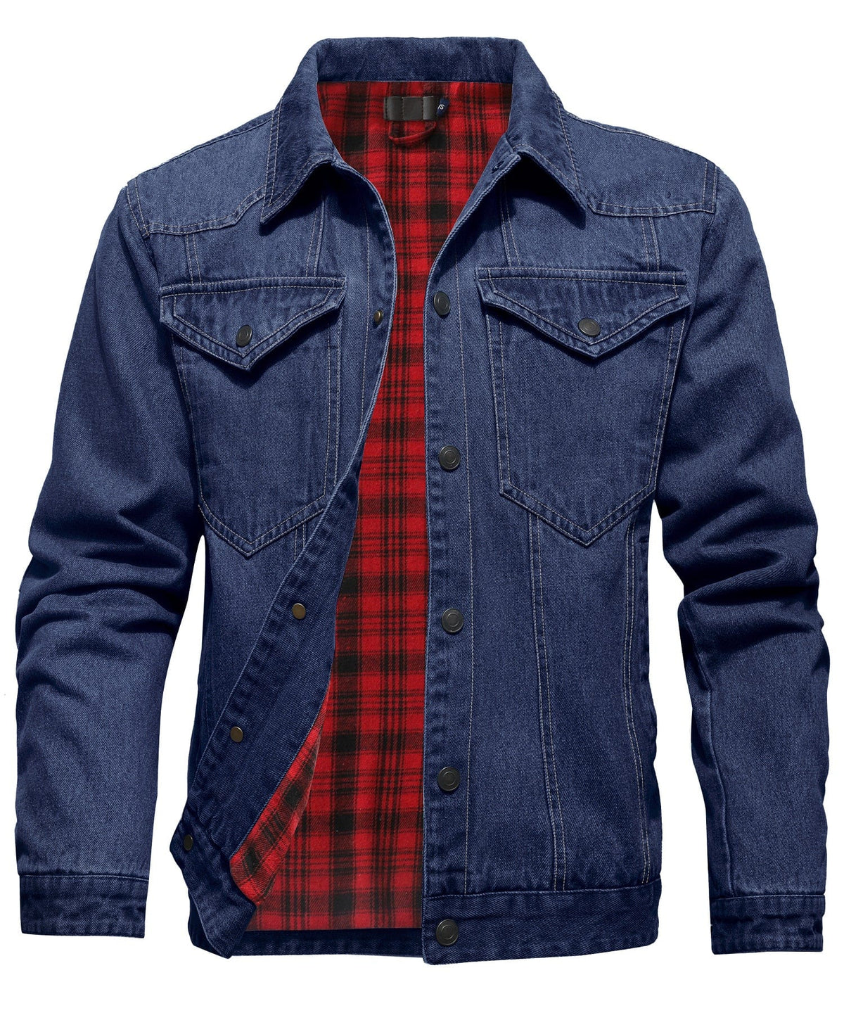 Flannel Lined Button Front Denim Shirt Jacket for Men | Cool Weather