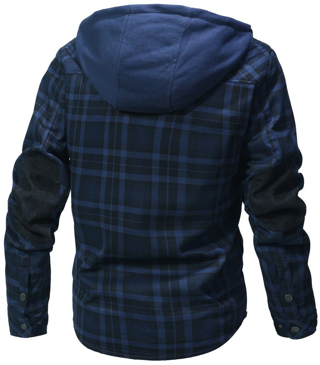 Hooded Faux Fur Lined Flannel Shirt Jacket for Men | Cold Weather