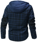 Hooded Faux Fur Lined Flannel Shirt Jacket for Men | Cold Weather