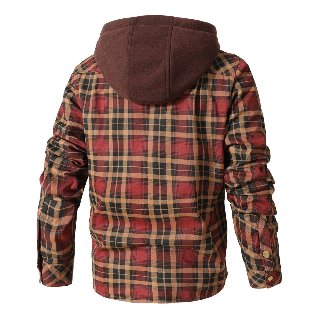 Quilted Insulated Hooded Flannel Jacket for Men | Outdoor Wear
