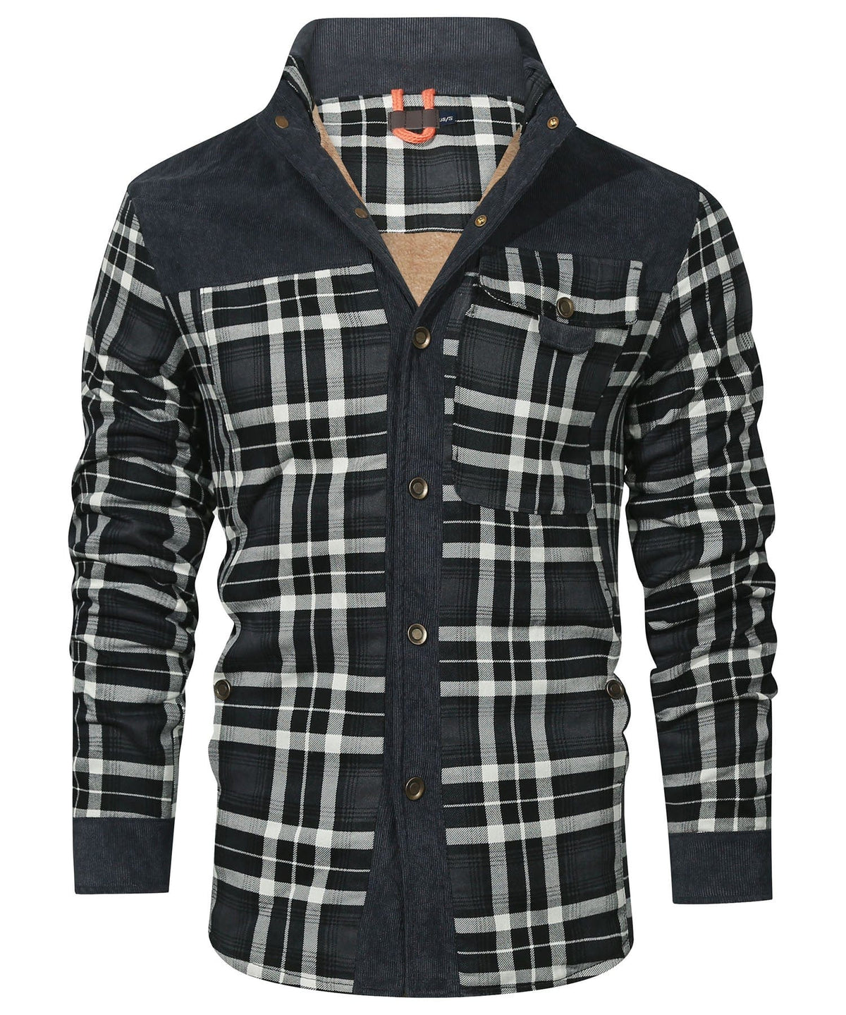 Snap Front Faux Fur Lined Flannel Jacket for Men | Winter Outerwear