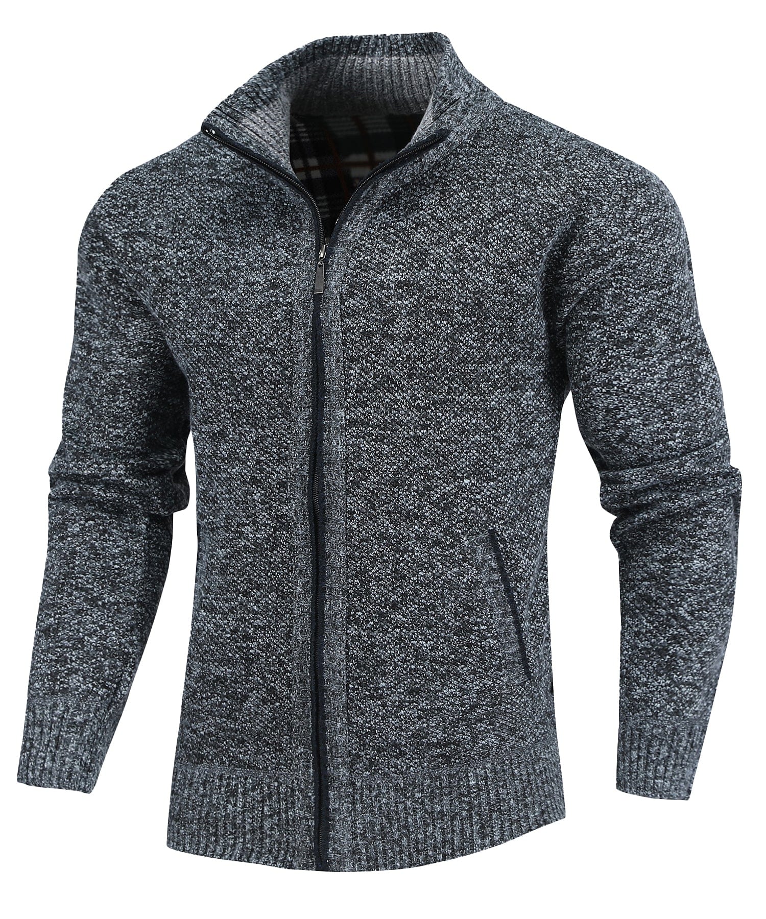 Flannel Lined Full Zip Sweater for Men | Cold Weather Layering