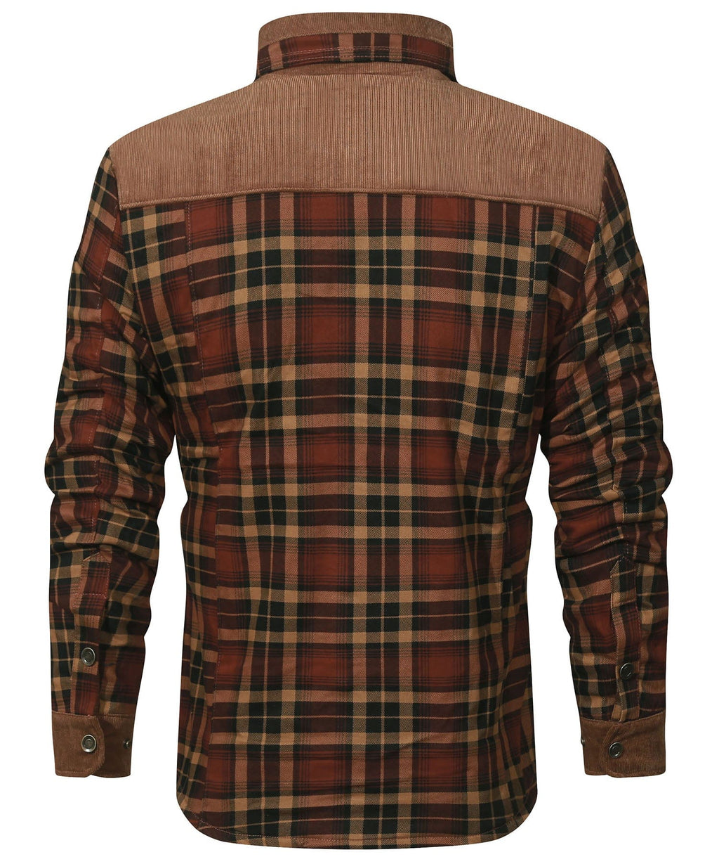 Snap Front Faux Fur Lined Flannel Jacket for Men | Winter Outerwear