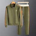 Striped Sleeve Full Zip Jacket and Jogger Set for Men | Athleisure Wear