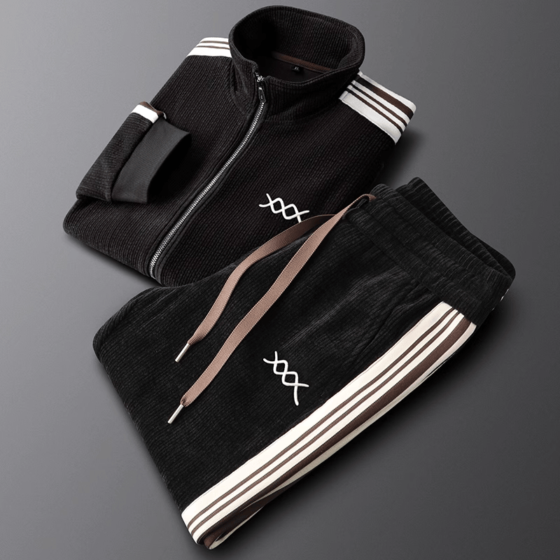 Corduroy Full Zip Jacket and Jogger Track Set for Men | Casual Wear