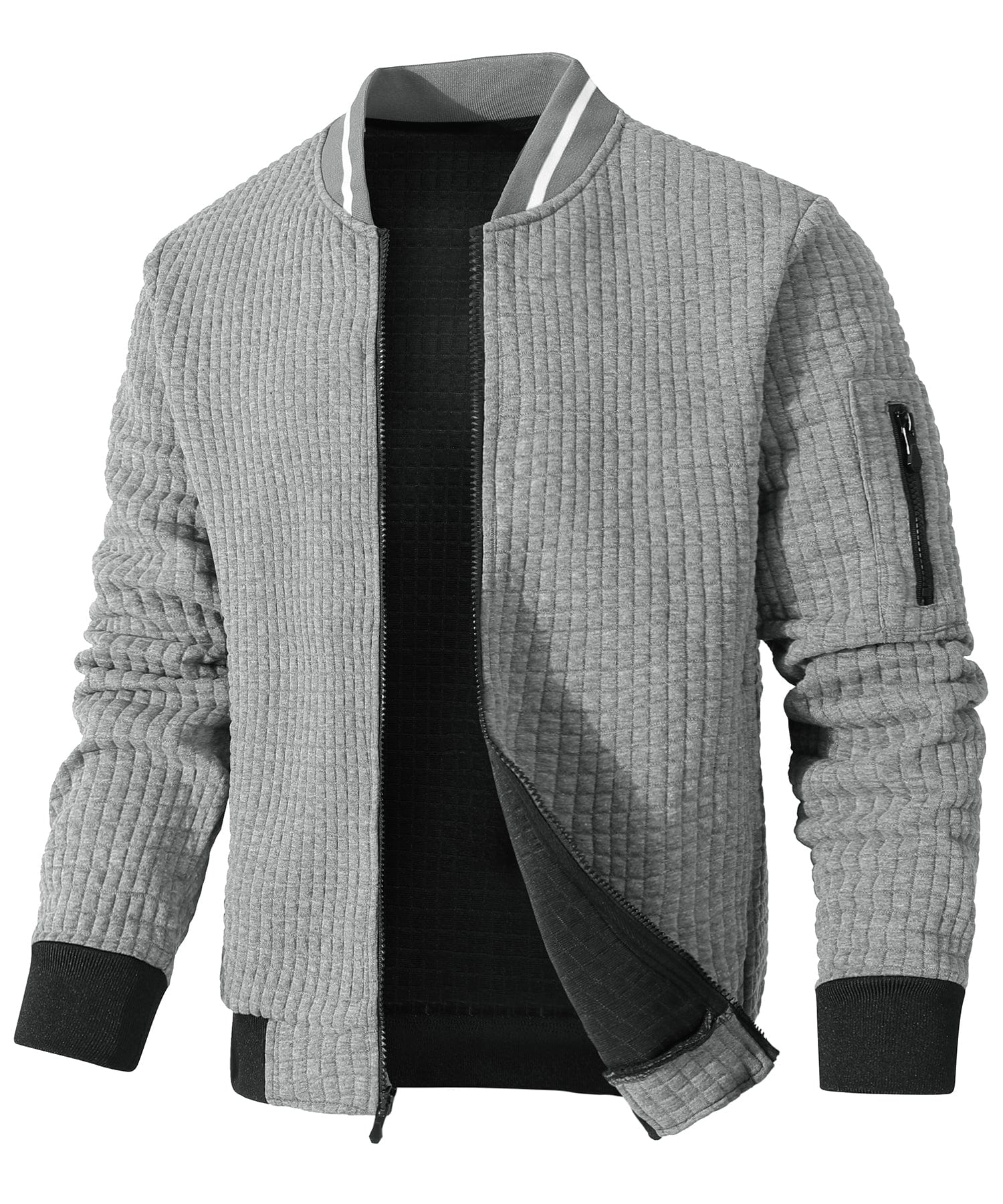 Minimalist Lightweight Zip Up Jacket with Sleeve Pocket for Men | Commuter Wear