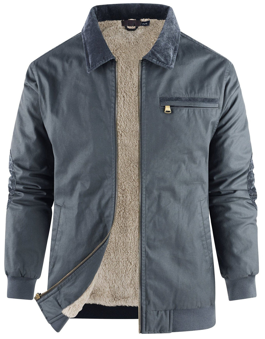 Fleece Lined Structured Collar Zip Bomber Jacket for Men | Winter Outerwear