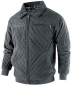 Diamond Quilted Corduroy Collar Zip Bomber Jacket for Men | Layering
