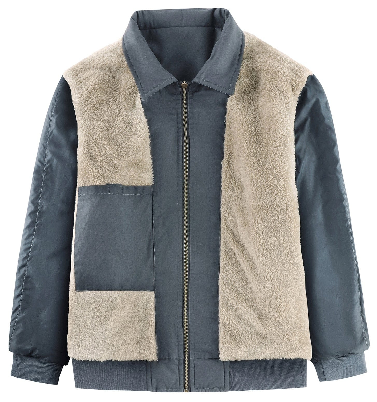 Fleece Lined Structured Collar Zip Bomber Jacket for Men | Winter Outerwear