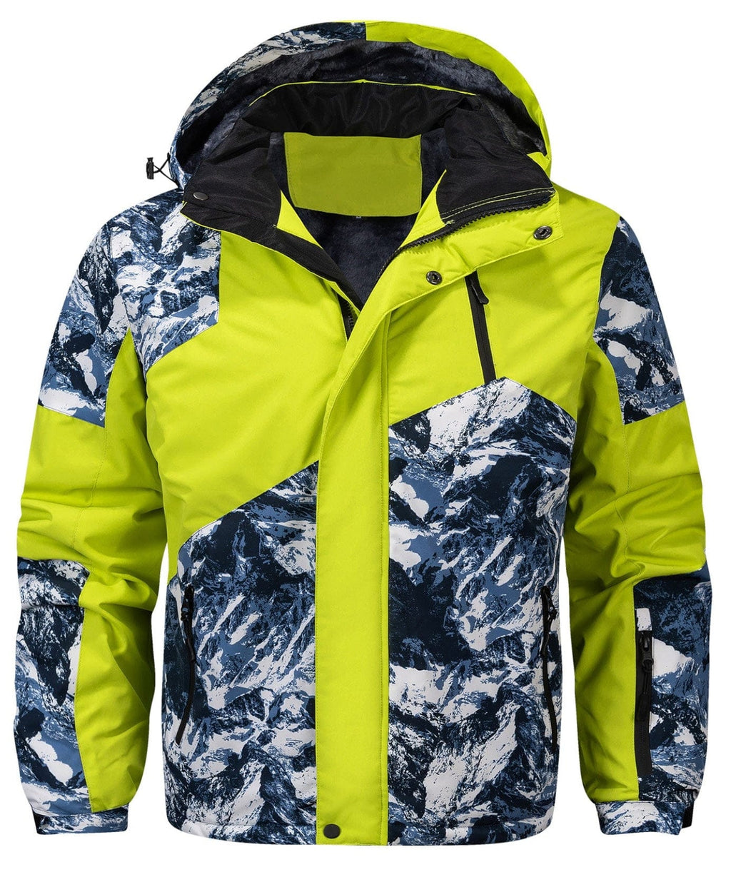 Glacier Print Insulated Hooded Winter Jacket for Men | Outdoor Wear
