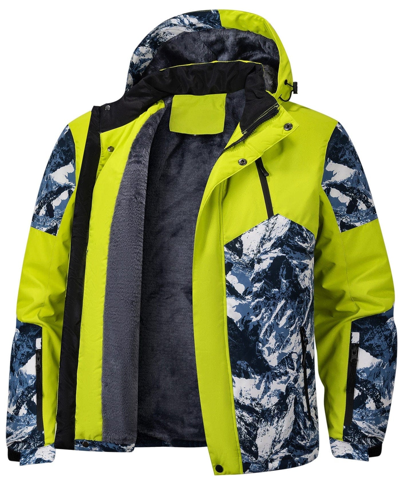 Glacier Print Insulated Hooded Winter Jacket for Men | Outdoor Wear
