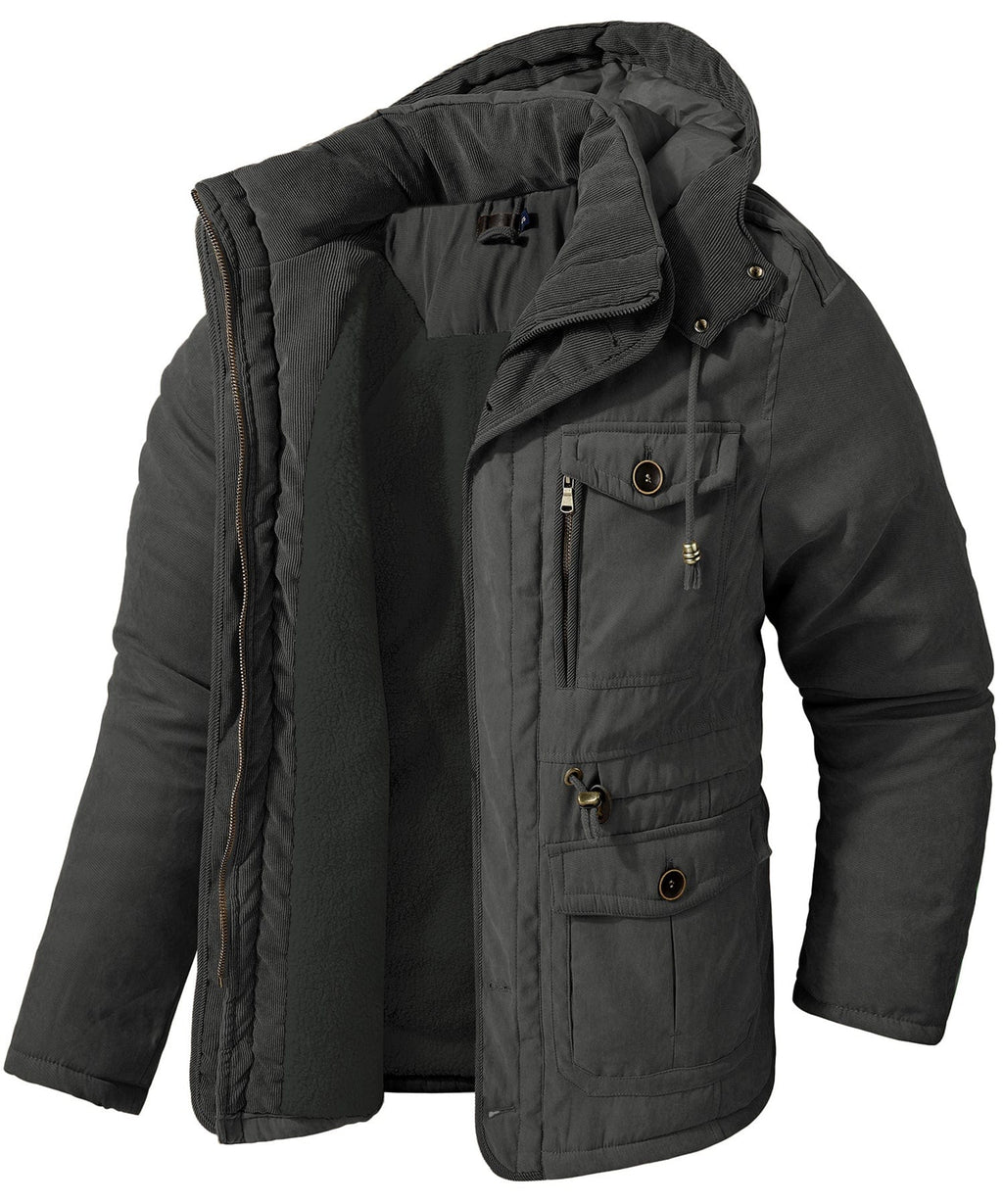 Heavyweight Fleece Lined Hooded Work Jacket for Men | Cold Weather