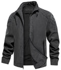 Washed Canvas Quilted Shoulder Moto Jacket for Men | Casual Wear