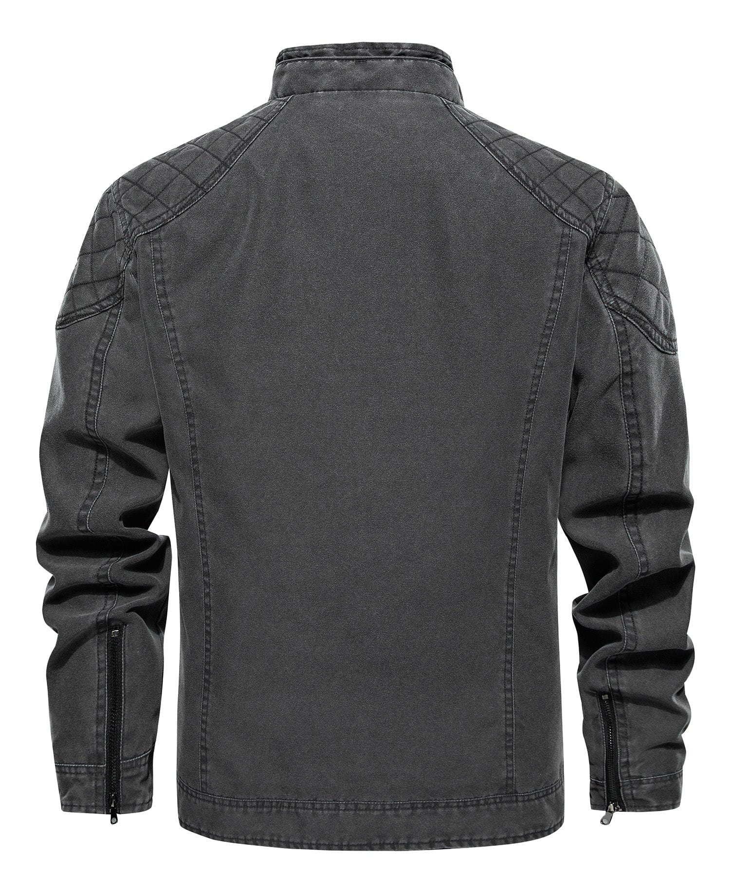 Washed Canvas Quilted Shoulder Moto Jacket for Men | Casual Wear
