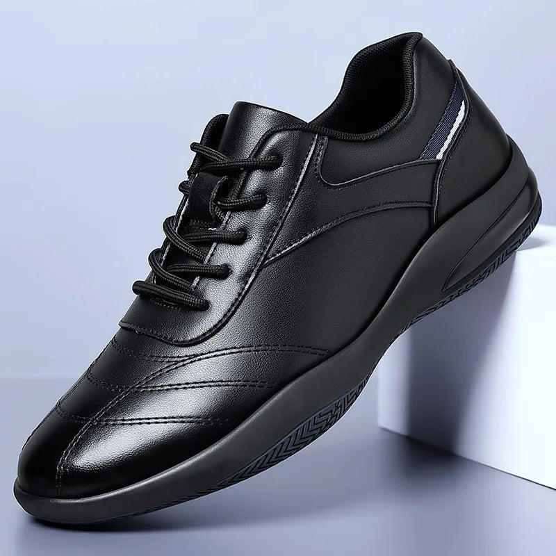 Genuine Cow Leather Low Profile Sneakers for Men | Casual Wear