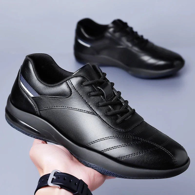 Genuine Cow Leather Low Profile Sneakers for Men | Casual Wear