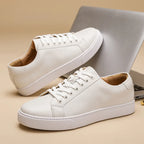 Genuine Leather Thick Sole Low Top Sneakers for Men | Smart Casual Wear