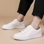 Genuine Leather Thick Sole Low Top Sneakers for Men | Smart Casual Wear