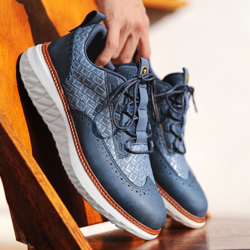 Genuine Leather Classic Lace Up Sneakers for Men | Everyday Wear