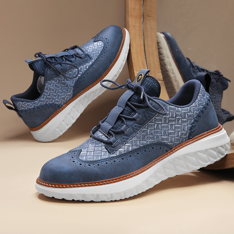 Genuine Leather Classic Lace Up Sneakers for Men | Everyday Wear