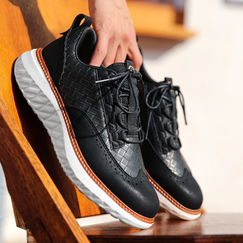 Genuine Leather Classic Lace Up Sneakers for Men | Everyday Wear